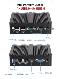 Fanless Industrial PC N5095 2955U i5-4200U 5200U i3-5005U Mini PC Windows Ubuntu 2x Gigabit Ethernet 2x COM RS232 WiFi HDMI VGA