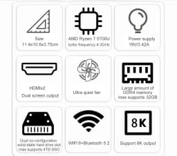GenMachine AMD Ryzen 7 5700U/5800H/5800U/4800H Mini PC Windows 11 Pro DDR4 3200MHz NVMe SSD WiFi6 BT5.2 Desktop Gaming Computer