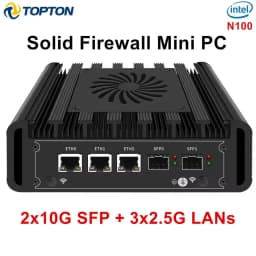 Topton 2x10G SFP 3x2.5G LANs Solid Firewall Mini PC Intel i3 N305 N300 N150 DDR5 NVMe Proxmox pfSense OPNsense Home Server Host