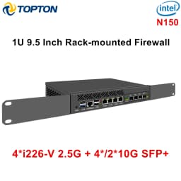 Topton 1U 9.5 Inch Rack Mounted Firewall Mini PC Intel N150 I3 N305 4*/2*10G SFP 4*2.5G LAN I226-V Network Security Server