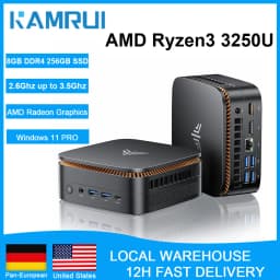 KAMRUI AMD R3 3250U 3.5Ghz Mini PC 8GB DDR4 256GB SSD Mini Computer 2.4+5G WiFi/BT4.2 4K@60Hz UHD Desktop PC Win11p for Office