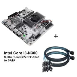 Topton 8-Bay 10G NAS Motherboard Intel i3-N300 N150 1*10G+2*2.5G LANs 2*NVMe 2*SFF-8643 to 8*SATA Type-C Firewall ITX Mainboard