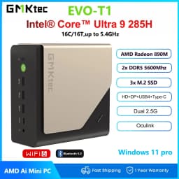 GMKtec EVO-T1 AI Mini PC Intel Core Ultra 9 285H DDR5 5600 USB4 Dual 2.5G LAN WiFi 6 BT5.2 Windows 11 Pro Gaming Desktop