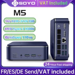 Mini PC SOYO M5 Mini AMD Ryzen 3 4300U LPDDR4 16GB RAM 512GB ROM Wifi 5 BT5.0 Windows 11 Pro Desktop Computer