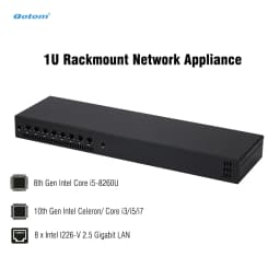 Qotom 1U Rackmount Mini PC 8x 2.5G LAN Intel Core I7/I5/I3 Firewall Router Fan Cooling VPN Server OPNsense PfSense Barebone