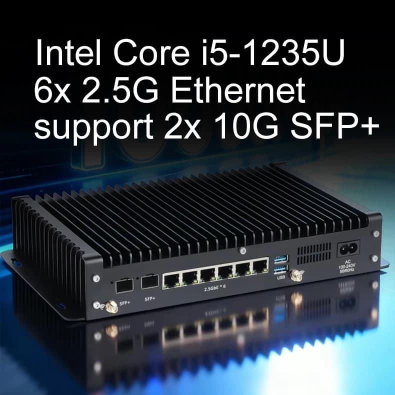XCY X113 Industrial PC Firewall Router Gateway VPN Server Intel Core i5-1235U Processor 6x 2.5G Ethernet Support 2x 10G SFP+