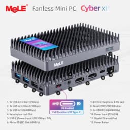 MeLE Cyber X1 Mini PC N150 Fanless PC 8GB 16GB 128GB 256GB 512GB 2.4/5G Wi-Fi, Full-Functional USB-C, 4K Triple Display Desktop