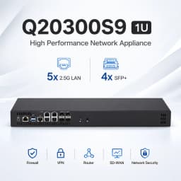 QOTOM Intel Denverton C3758R C3808 C3908 1U Firewall Appliance Router 4x10GbE SFP+ 5x2.5GbE LAN Ubuntu OPNsense VPN Server