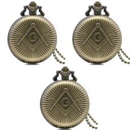 Bronze Co-Masonic Theme Alloy Quartz Pocket Watch Pendant Necklace with Co-Masonic Theme/Necklace Watch
