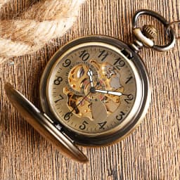 Self Wind Pocket Watch Copper Fashion Bronze Pendant Smooth Retro Skeleton Unisex Automatic Mechanical Stylish Thanksgiving Gift