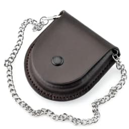 Stylish Gentlemen’s Brown-backed Retro Timeless Pocket Watch Case, Premium Mechanical Organizer Holder with Coin Pouch & Chain
