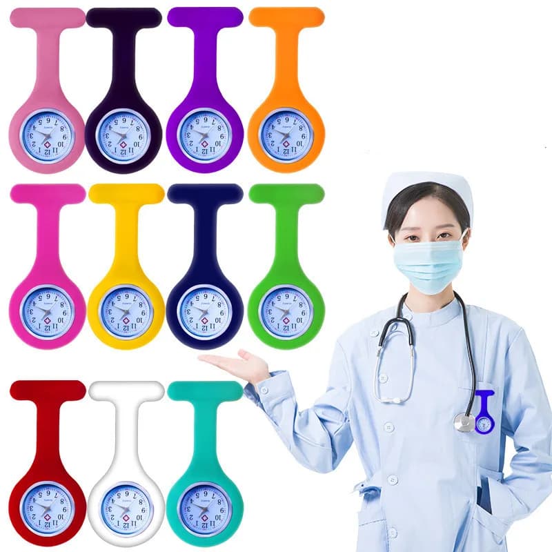 Fashion Pocket Watches Doctor Fob Watch Brooches Silicone Tunic Batteries Quartz-watch with Clip Nurse Watch for Medical Gifts
