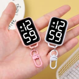 4/5 pcs Electronic Pocket Watch LED Keychain Nurse Pocket Watch Digital Watch for Student Backpacks Keys Pendant Timepiece
