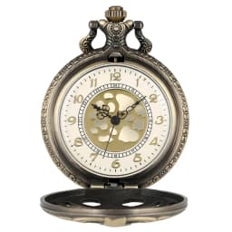 Antique Steampunk Bronze Spine Ribs Hollow Quartz Pocket Watch chain Necklace Pendant sweater chain Vintage Gifts for men women