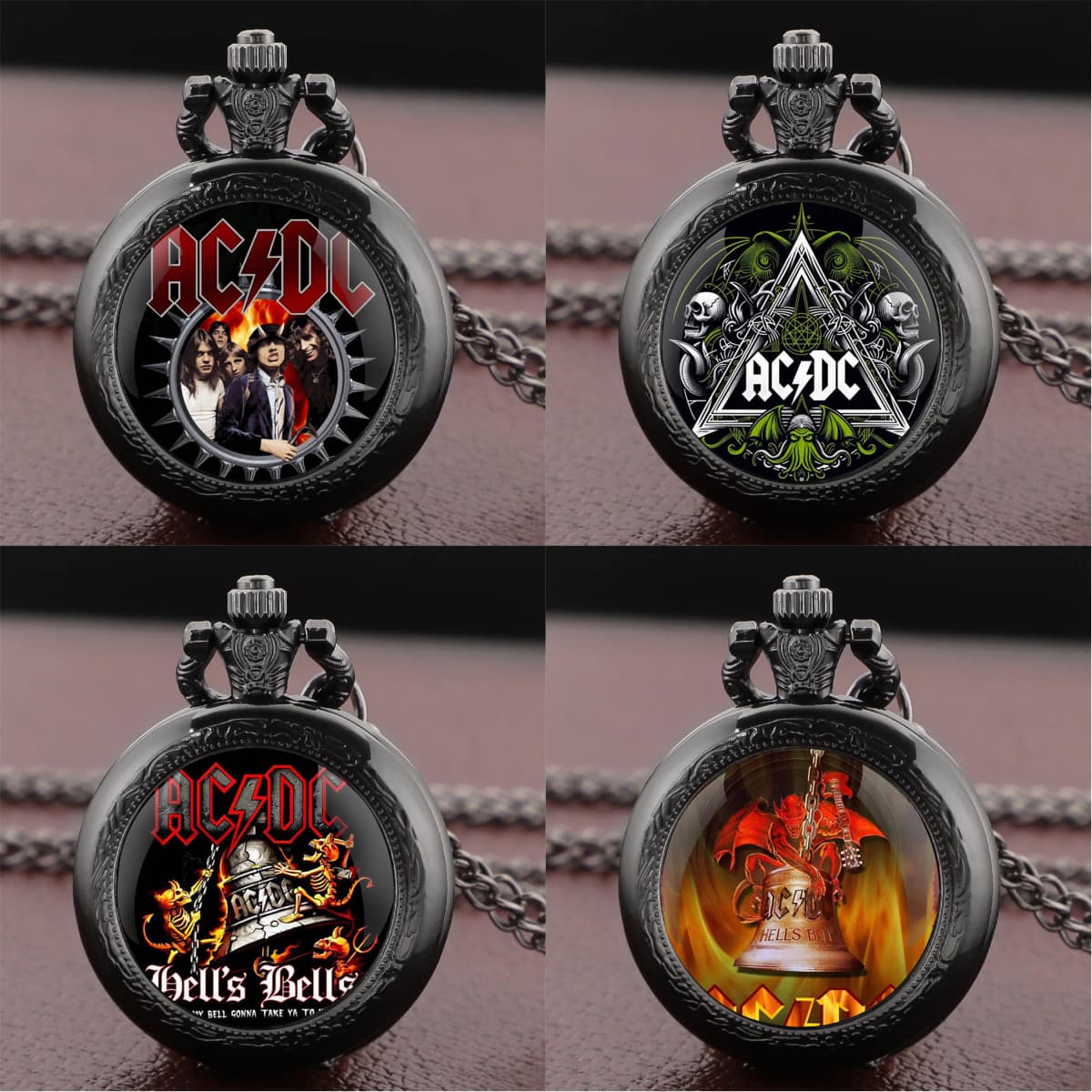 Band theme Glass Dome Vintage Quartz Pocket Watch Men Women Pendant Charm Clock Watch Jewelry Gifts Relojes De Bolsillo