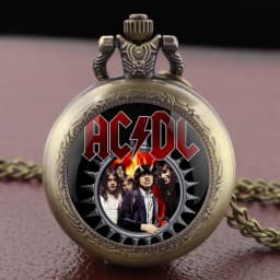 Band theme Glass Dome Vintage Quartz Pocket Watch Men Women Pendant Charm Clock Watch Jewelry Gifts Relojes De Bolsillo