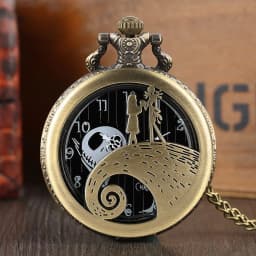 Retro Skull Punk Chain Necklace Quartz Pocket Watch Jack Pendant Retro Bronze Jewelry Fob Necklace Watches for Men Women Kids