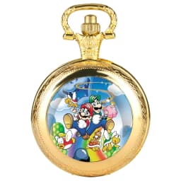 Classic Cartoon Image Glass Dome Pocket Watch with Chain Arabic Dial Vintage Quartz Pendant Watch for Men Women Children Gifts