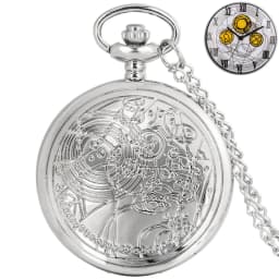 Famous Movie Time Lord Portable Watches Space Exploration Hero Design Quartz Pocket Watch Black Vintage Cosplay Gifts with Chain