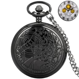 Famous Movie Time Lord Portable Watches Space Exploration Hero Design Quartz Pocket Watch Black Vintage Cosplay Gifts with Chain