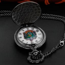 Black Academy Snake Badge Pocket Watch Necklace Vintage Steampunk Pendant Chain Clock Fashion Women's Gift Xh3020