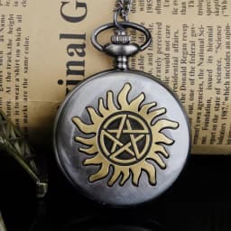reloj de bolsillo Vintage Gold Star Sunflower Display Quartz Pocket Watch Necklace Chain Three Interlocking Fob Watch Gifts