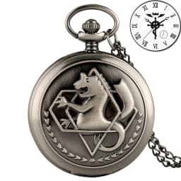 Antique Fullmetal Alchemist Quartz Anime Pocket Watch Cosplay Edward Elric Clock Design Pendant Necklace Chain Vintage Chain