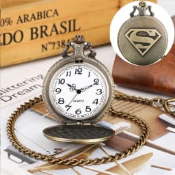 Top Fashion Super "S" Steampunk Quartz Pocket Watch with Blue Dial FOB Chain Bronze Antique FOB Watch Super Gifts for Men Women