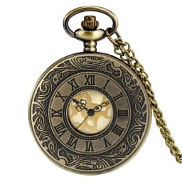 Retro Bronze Hollow Flip Quartz Pocket Watch Roman Numerals Gold Dial Watch Fashionable and Nice Chain Pendant Necklace Gifts