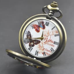 Retro Bronze Steampunk Butterfly Hollowed-Out Engraved Quartz Pocket Watch Necklace Pendant Clock Chain Men And Women Chain Gift