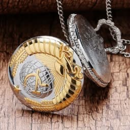 Vintage Soviet Sickle Hammer Communist Style Quartz Pocket Watch For Men And Women Vintage Bronze Pendant Best Gift