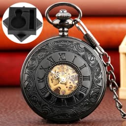 Vintage Luxury Mechanical Pocket Watch Men Xmas Gift Retro Hand-Winding Movement Roman Numerals Display Manual Pocket Timepiece
