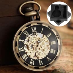 Vintage Luxury Mechanical Pocket Watch Men Xmas Gift Retro Hand-Winding Movement Roman Numerals Display Manual Pocket Timepiece