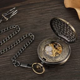 Vintage Luxury Mechanical Pocket Watch Men Xmas Gift Retro Hand-Winding Movement Roman Numerals Display Manual Pocket Timepiece