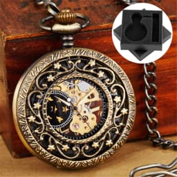 Vintage Luxury Mechanical Pocket Watch Men Xmas Gift Retro Hand-Winding Movement Roman Numerals Display Manual Pocket Timepiece