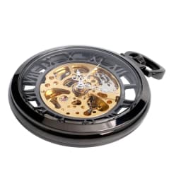 Classic Trendy Hand-winding Pocket Watch Steampunk Pendant Black Case Mechanical Clock Men Women Fob Chain Birthday Xmas Gift
