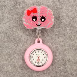 Glitter Acrylic Hospital Acrylic Pink Heart Stethoscope Lovely Nurse Doctor Alligator Clip Pocket Watches Medical Hang Clock