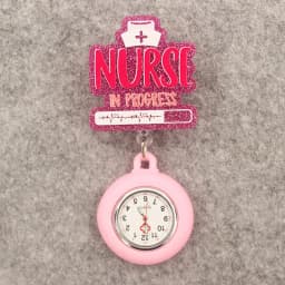 Glitter Acrylic Hospital Acrylic Pink Heart Stethoscope Lovely Nurse Doctor Alligator Clip Pocket Watches Medical Hang Clock
