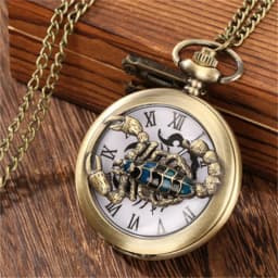 Scorpion Carved Retro Roman Numerals Unisex Quartz Pocket Watch Necklace Watch Pendant Pocket Watch