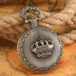 Crown Display Bronze Necklace Pendant Pocket Watch Sweater Chain Pocket Clock Collection Antique Watches Gifts Men Women Kids