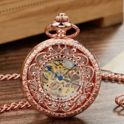 2026 Mechanical Pocket Watch Steampunk Pendent Chains Gold Skeleton Hand-winding Fob Watch Men Women Xmas gifts