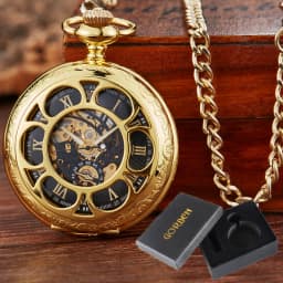 Roman Numeral Luxury Mechanical Pocket Watch Engrave Carving Sliver Case Steampunk Skeleton Watches Fob Chain Clock for Men