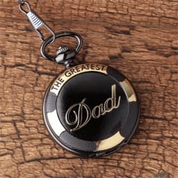 Fashion Casual Men'S Quartz Pocket Watch "The Greatest Dad" Engraved Round Dial Men's Pocket Watch for Father's Day Gift Reloj