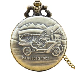 Vintage Bronze Steampunk Vintage Car 1903 Carved Quartz Pocket Watch Necklace Pendant Clock Chain Men Women Chain Gift