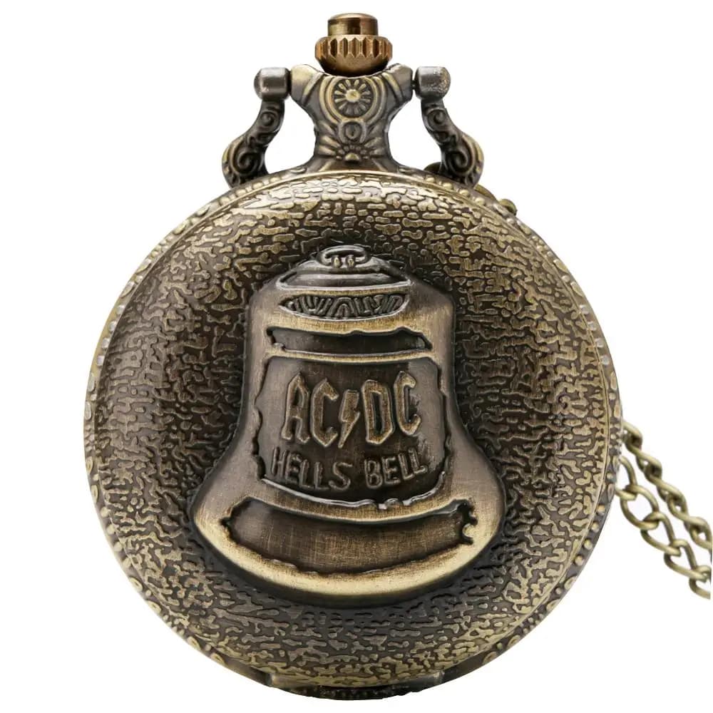 Antique Retro Bronze Hells Bell Quartz Pocket Watch Necklace Pendant Chain Pocket Clock for Men Women Souvenir Gifts