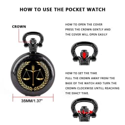 Exquisite Balance of Justice and Fairness Quartz Pocket Watch Necklace Pendant with Chain Gifts For Women Man Souvenir