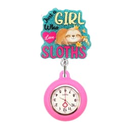Glitter Hospital Health Care Acrylic Sloth Dog Cat Lovely Nurse Doctor Alligator Clip Pocket Watches Medical Hang Clock