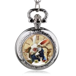 Fashion Design Movie Alice Rabbit Pocket Watch Women Children Pendant Necklace Watches Gift