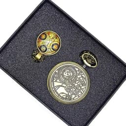 Retro Bronze Movie Design Pocket Watch Sets Men Women Watch Necklace Pendant Gift Sets