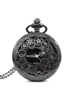 1pcs Punk Copper Retro Hollow Gear Hollow Quartz Pocket Watch Necklace Hanging Bracelet Men and Women with Chain Gift